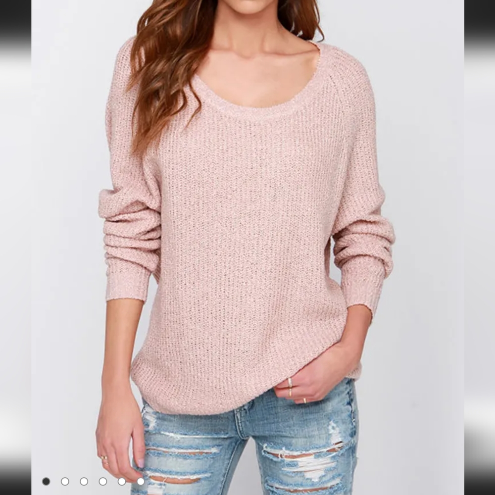 Lulus Snugglers Cove dusty blush pink sweater